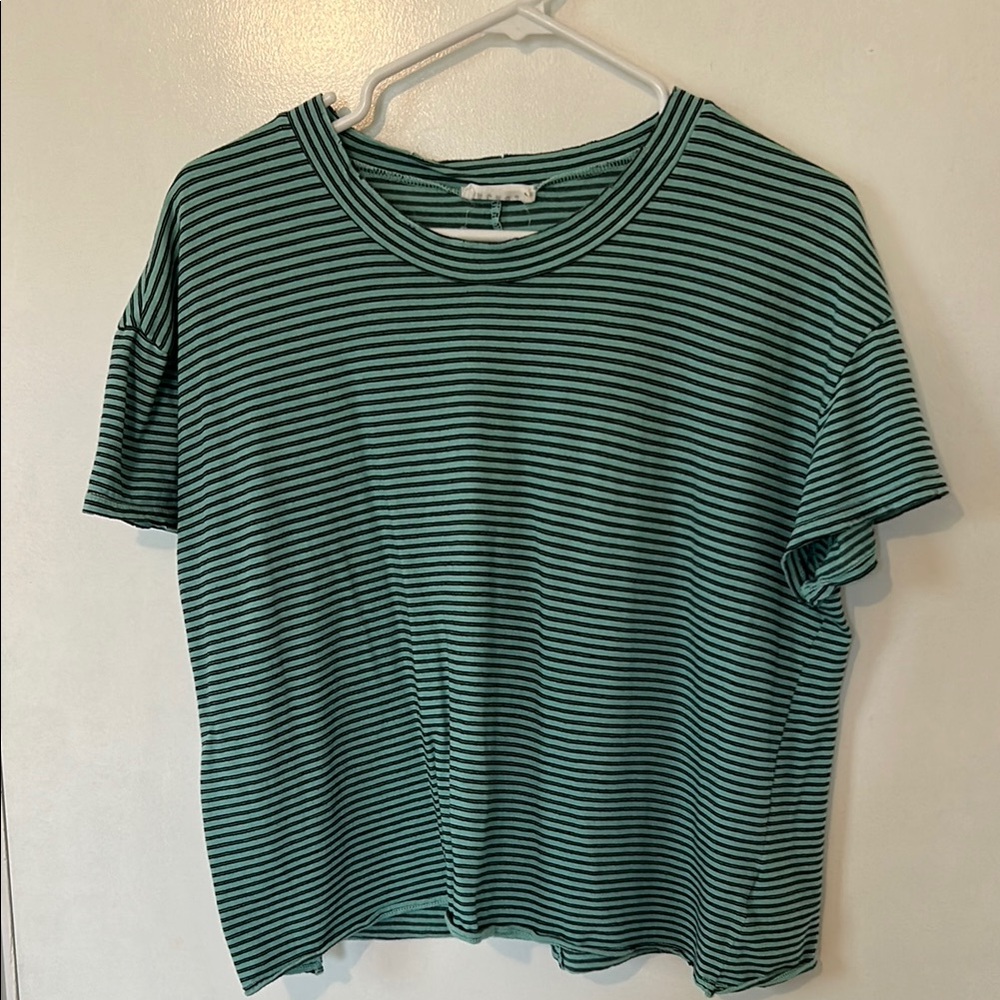 Striped Green Women's Cropped Tee